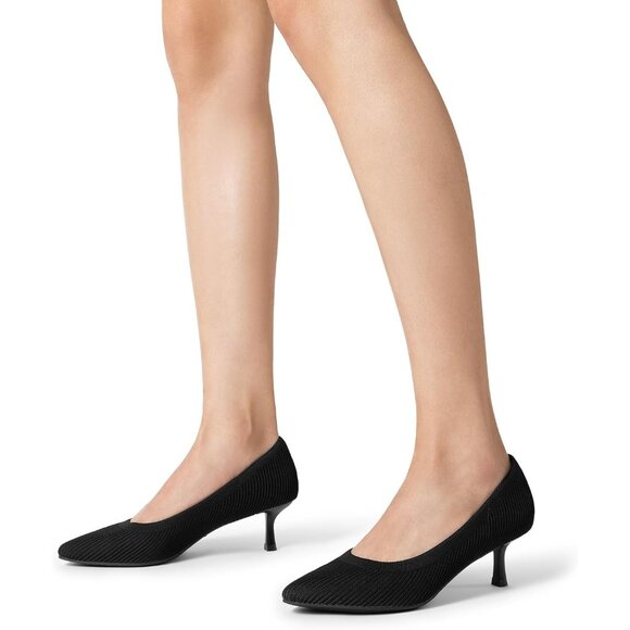 Women's Pull On Pumps Pointed Toe Kitten Heels Party Wedding Dress Shoes - Picture 7 of 7